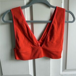 Garage Vibrant Orange Ribbed Crop Bralette Top Size Large